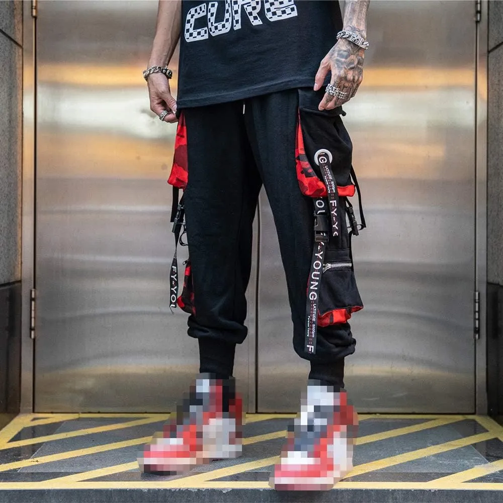 Hello MrLin Men's Jogger Pants Punk Cargo Baggy Techwear Hip Hop Harem Pants Streetwear Tactical Track Pants