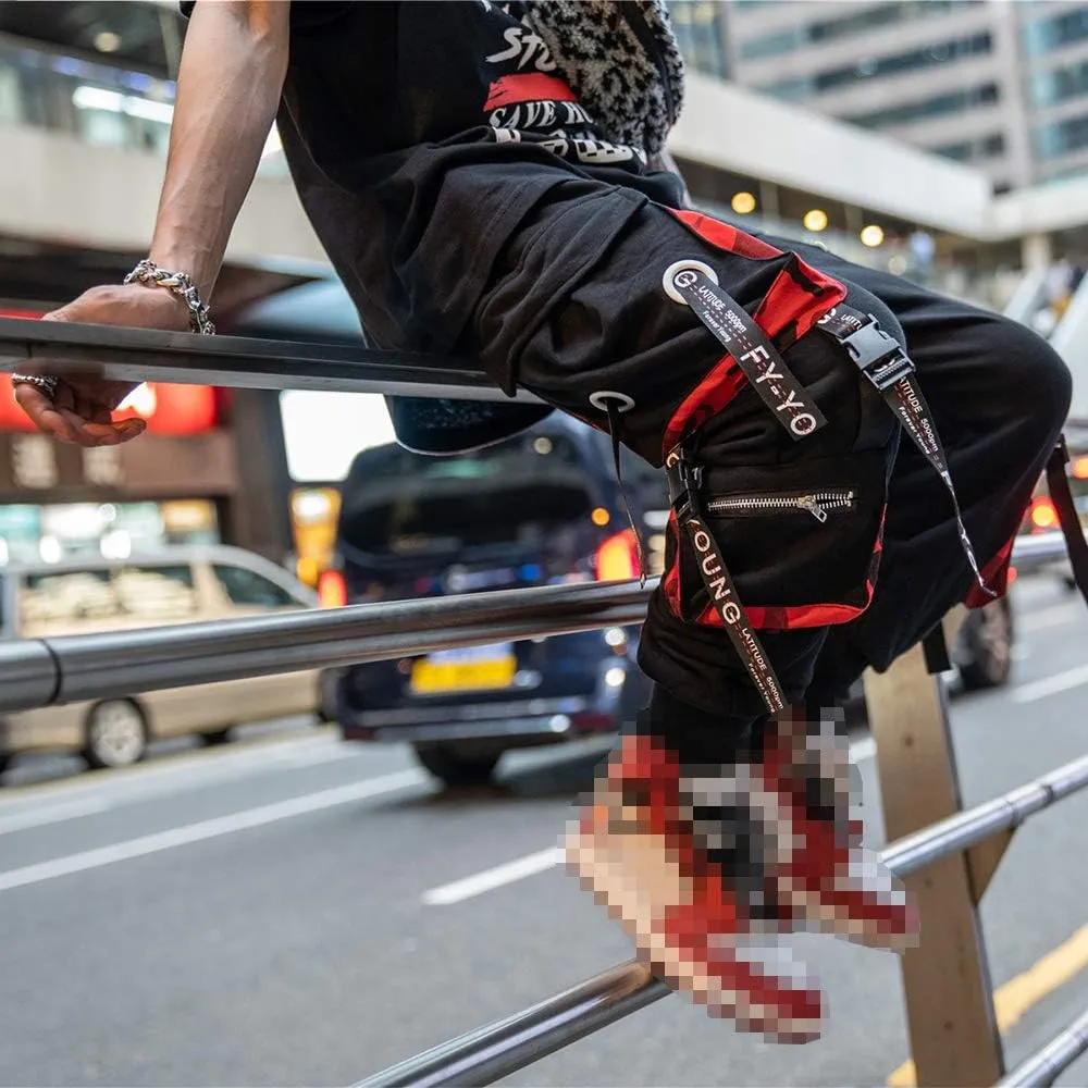 Hello MrLin Men's Jogger Pants Punk Cargo Baggy Techwear Hip Hop Harem Pants Streetwear Tactical Track Pants