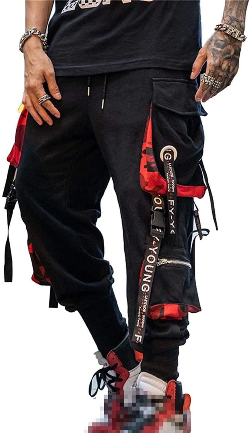 Hello MrLin Men's Jogger Pants Punk Cargo Baggy Techwear Hip Hop Harem Pants Streetwear Tactical Track Pants