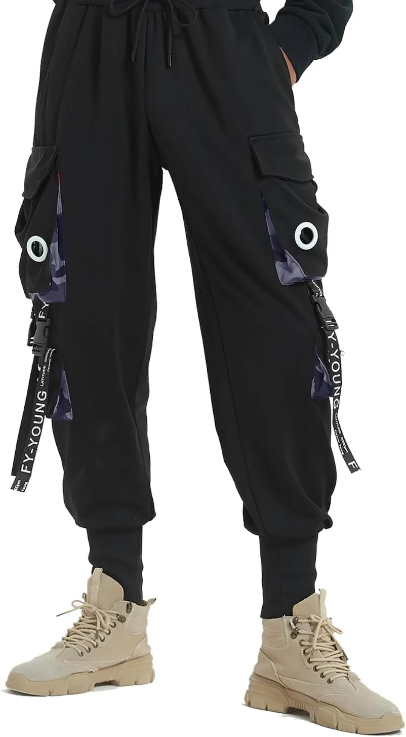 Hello MrLin Men's Jogger Pants Punk Cargo Baggy Techwear Hip Hop Harem Pants Streetwear Tactical Track Pants
