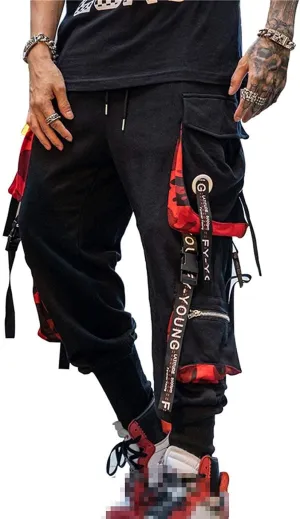 Hello MrLin Men's Jogger Pants Punk Cargo Baggy Techwear Hip Hop Harem Pants Streetwear Tactical Track Pants