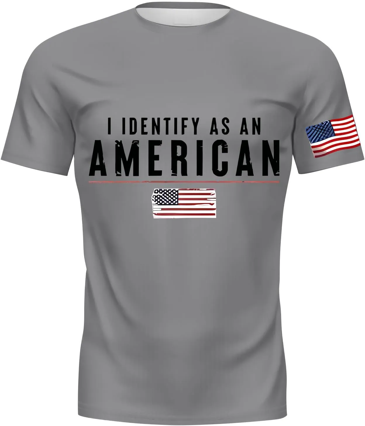 I Identify As an American T-Shirt Men American Flag Patriotic Tee Shirts 4th of July Summer Gym Tops Muscle Tee