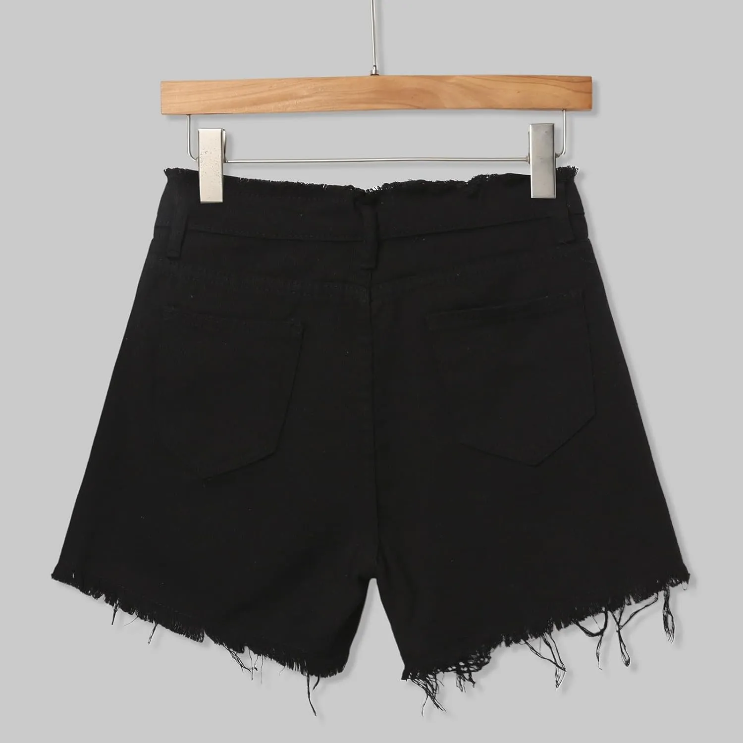 Jean Shorts for Women High Waisted Stretchy Distressed Denim Shorts Ripped Frayed Raw Hem Summer Casual Short Pants