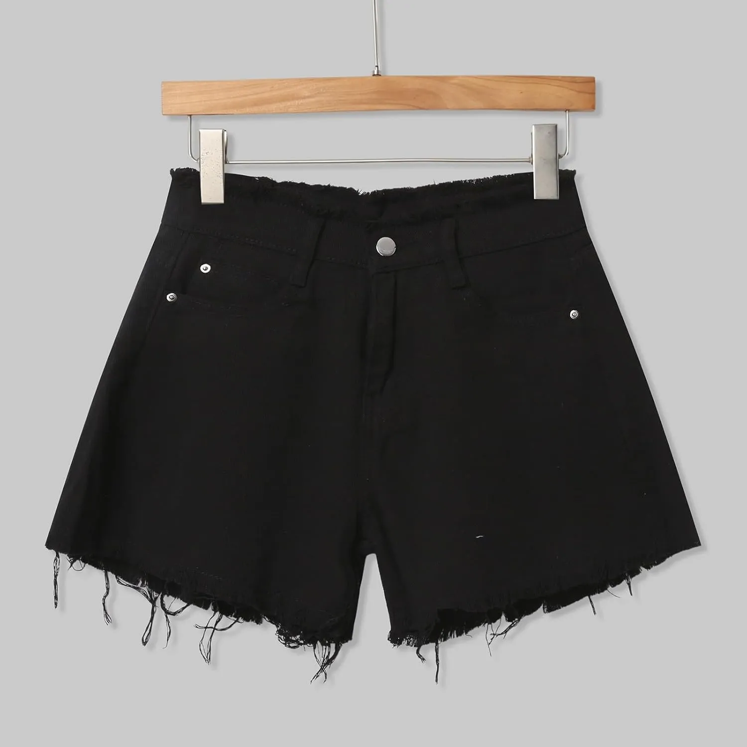 Jean Shorts for Women High Waisted Stretchy Distressed Denim Shorts Ripped Frayed Raw Hem Summer Casual Short Pants