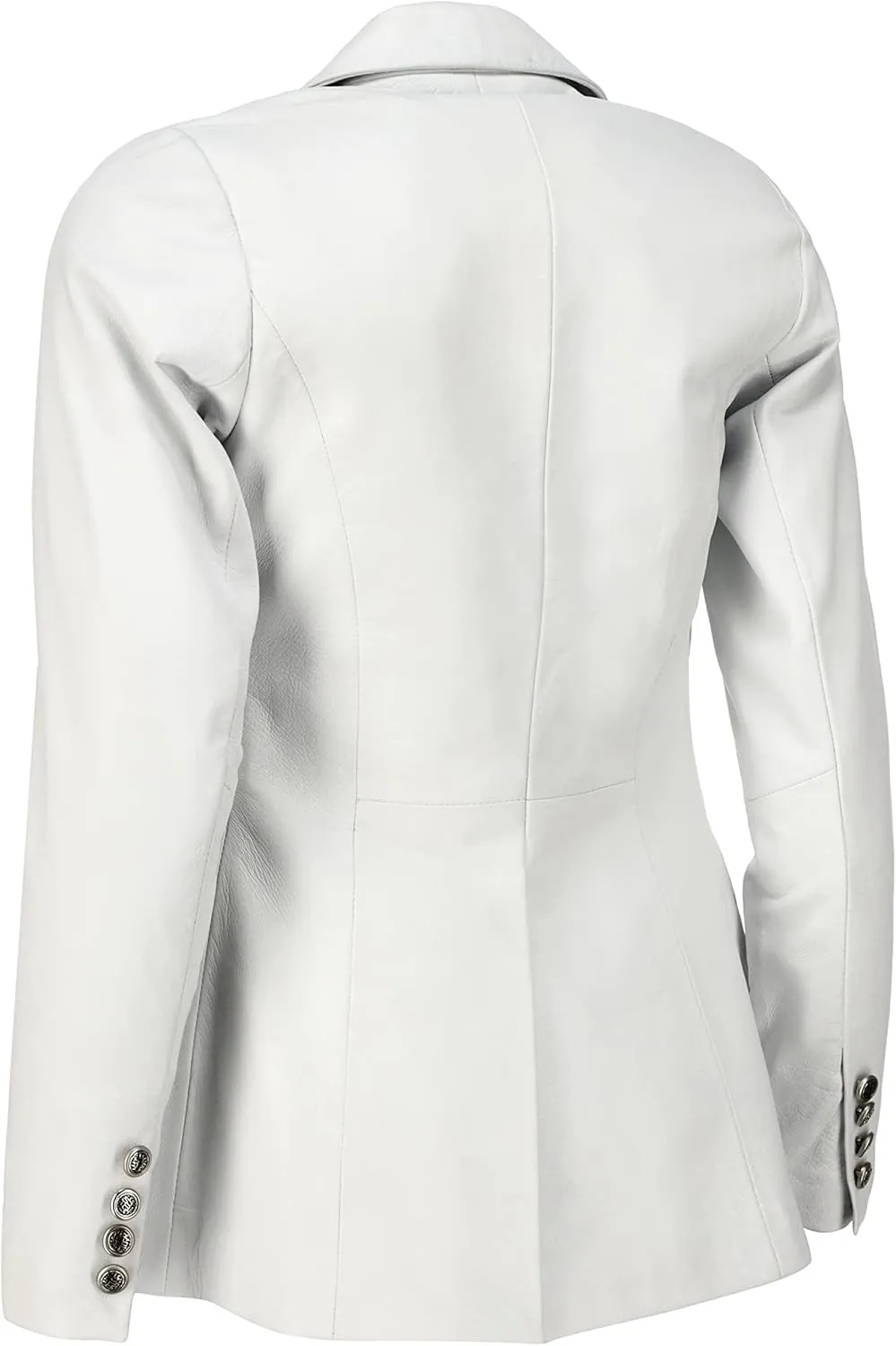 Jild Double Breasted Fancy Buttons Lambskin Leather Blazer Women - Kim Kardashian Long Sleeve Coat Style Leather Jacket Women