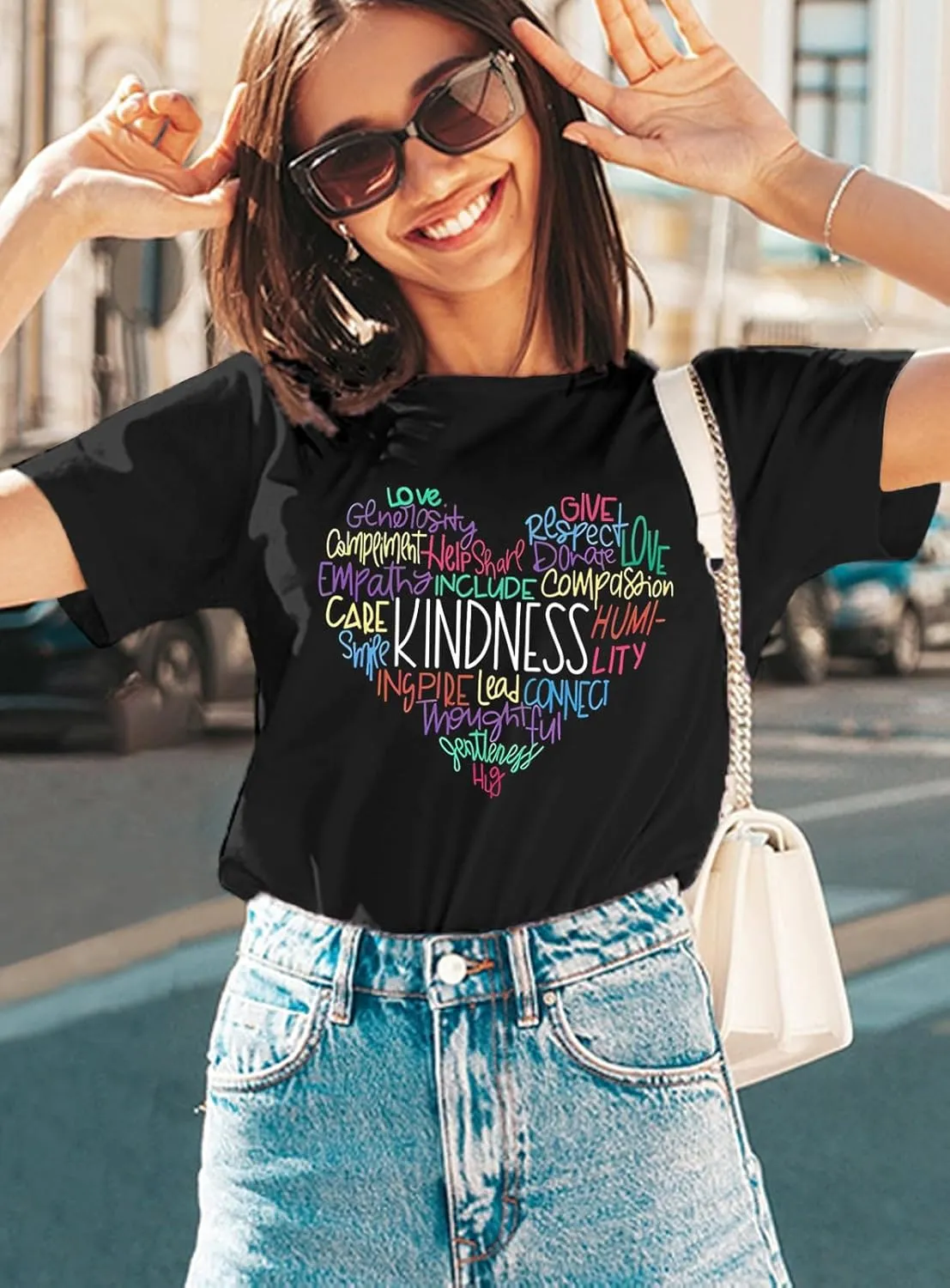 Kindness Shirt for Women Summer Casual Short Sleeve Inspirational Tee Tops