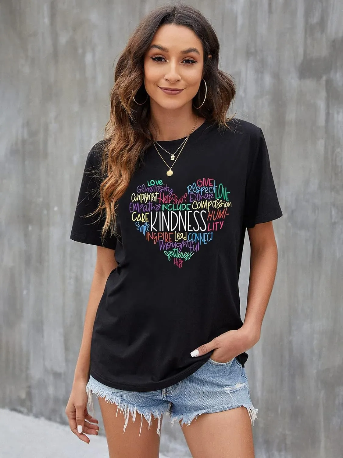 Kindness Shirt for Women Summer Casual Short Sleeve Inspirational Tee Tops