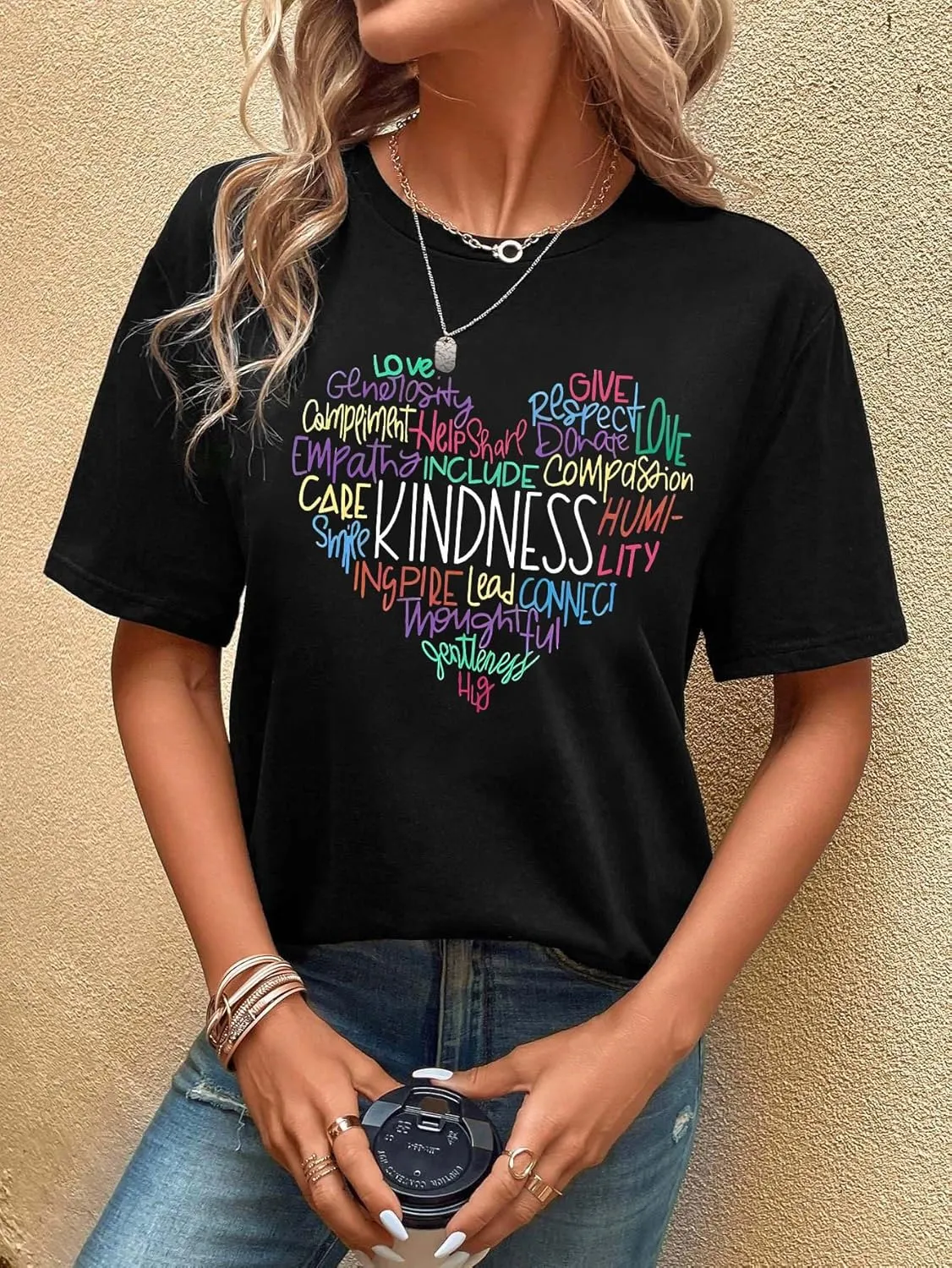 Kindness Shirt for Women Summer Casual Short Sleeve Inspirational Tee Tops