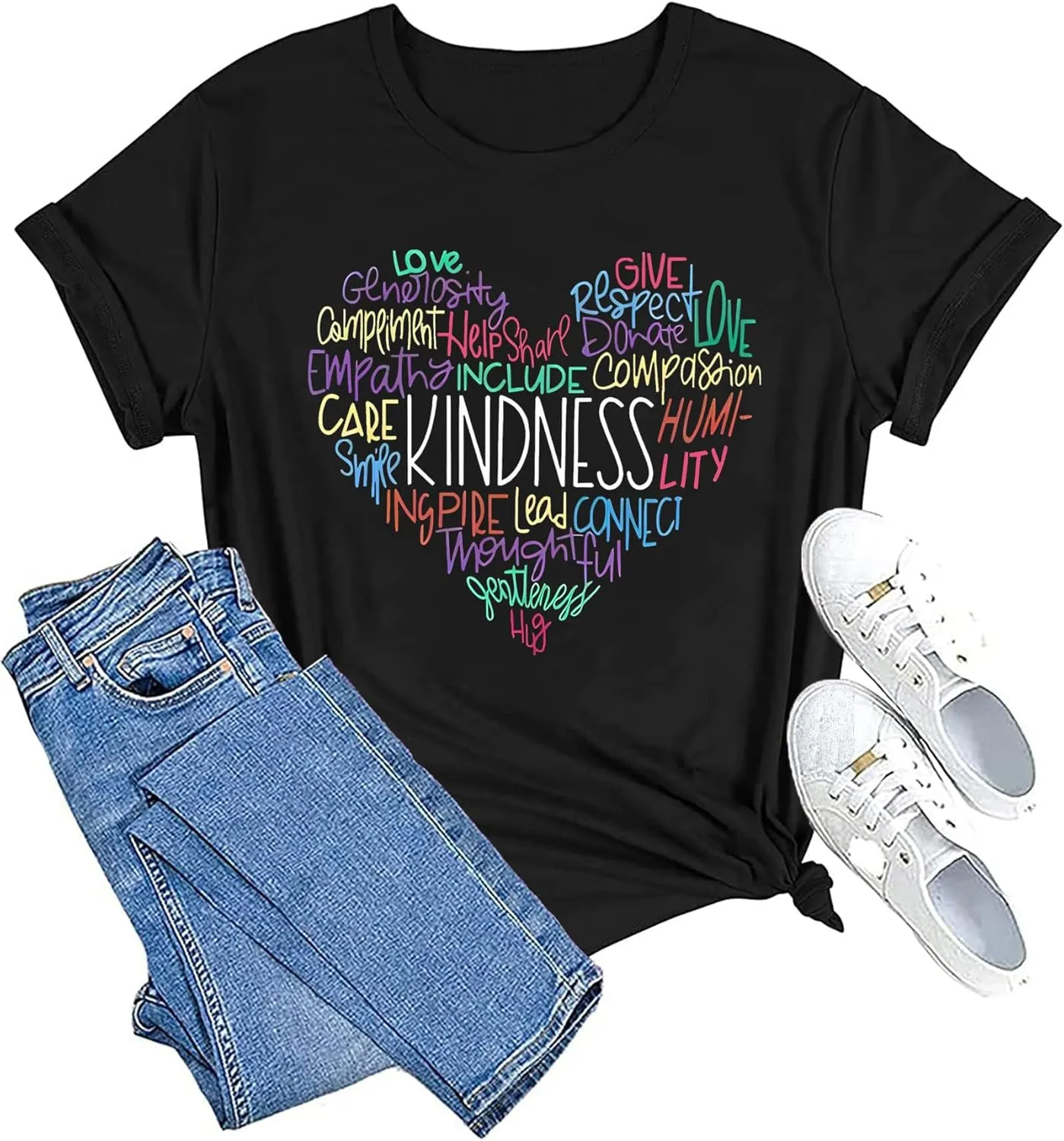 Kindness Shirt for Women Summer Casual Short Sleeve Inspirational Tee Tops