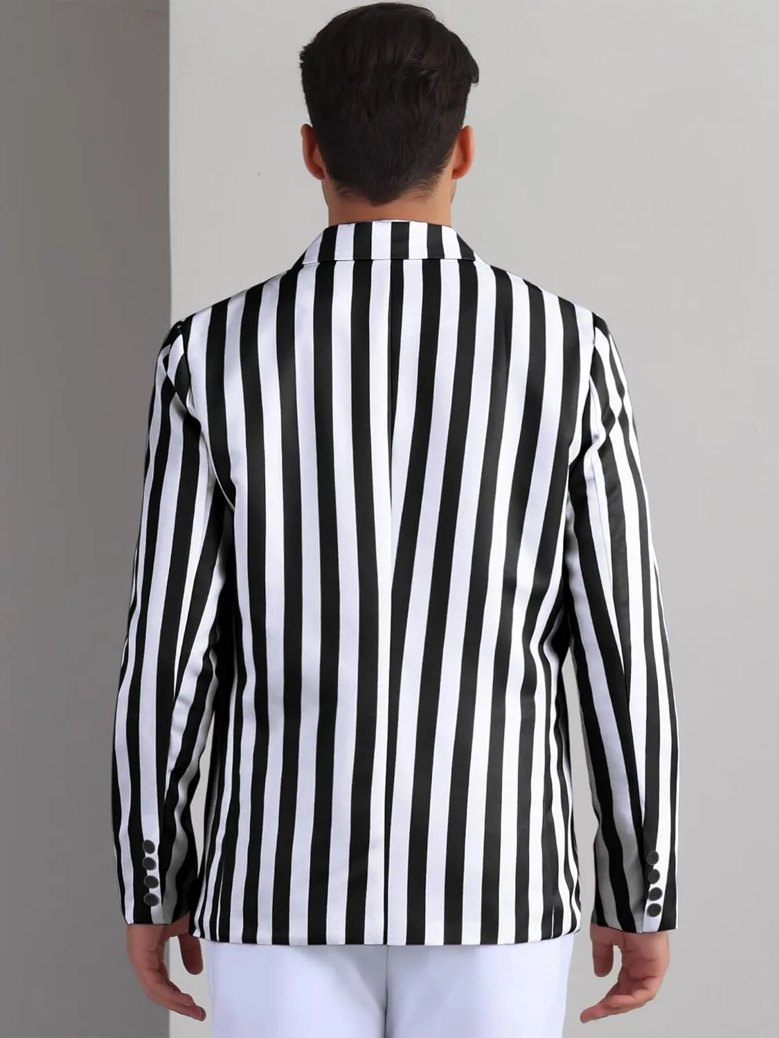 Lars Amadeus Striped Blazers for Men's Peak Lapel Sports Coat Double Breasted Business Stripes Suit Jacket
