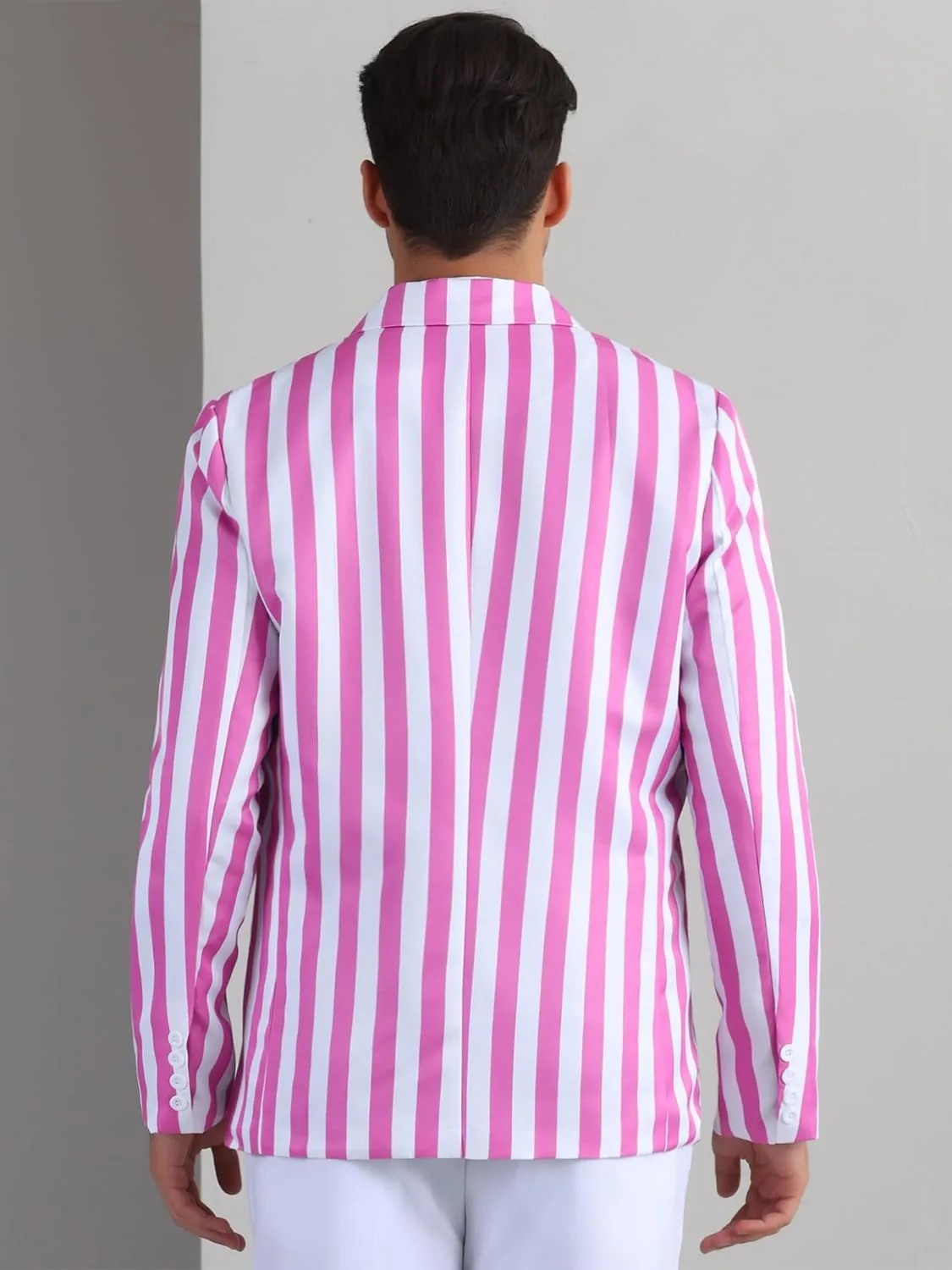 Lars Amadeus Striped Blazers for Men's Peak Lapel Sports Coat Double Breasted Business Stripes Suit Jacket