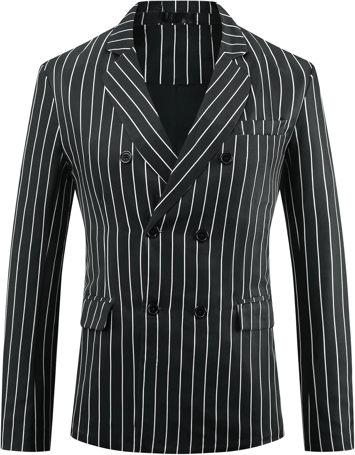 Lars Amadeus Striped Blazers for Men's Peak Lapel Sports Coat Double Breasted Business Stripes Suit Jacket