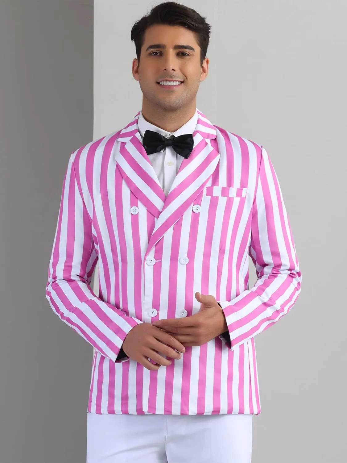 Lars Amadeus Striped Blazers for Men's Peak Lapel Sports Coat Double Breasted Business Stripes Suit Jacket