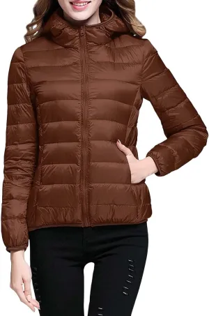 Lightweight Jacket for Women Short Button Down Hooded Jackets Trendy Slim Fit Bubble Coat Winter Warm Puffer Outwear