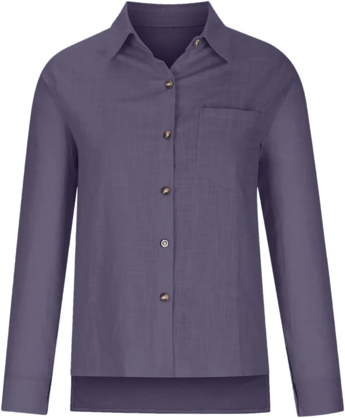 Linen Shirts for Women Summer Long Sleeve Lapel Button Down Shirt Lightweight Gauze Tops Loose Casual Blouses Clothes