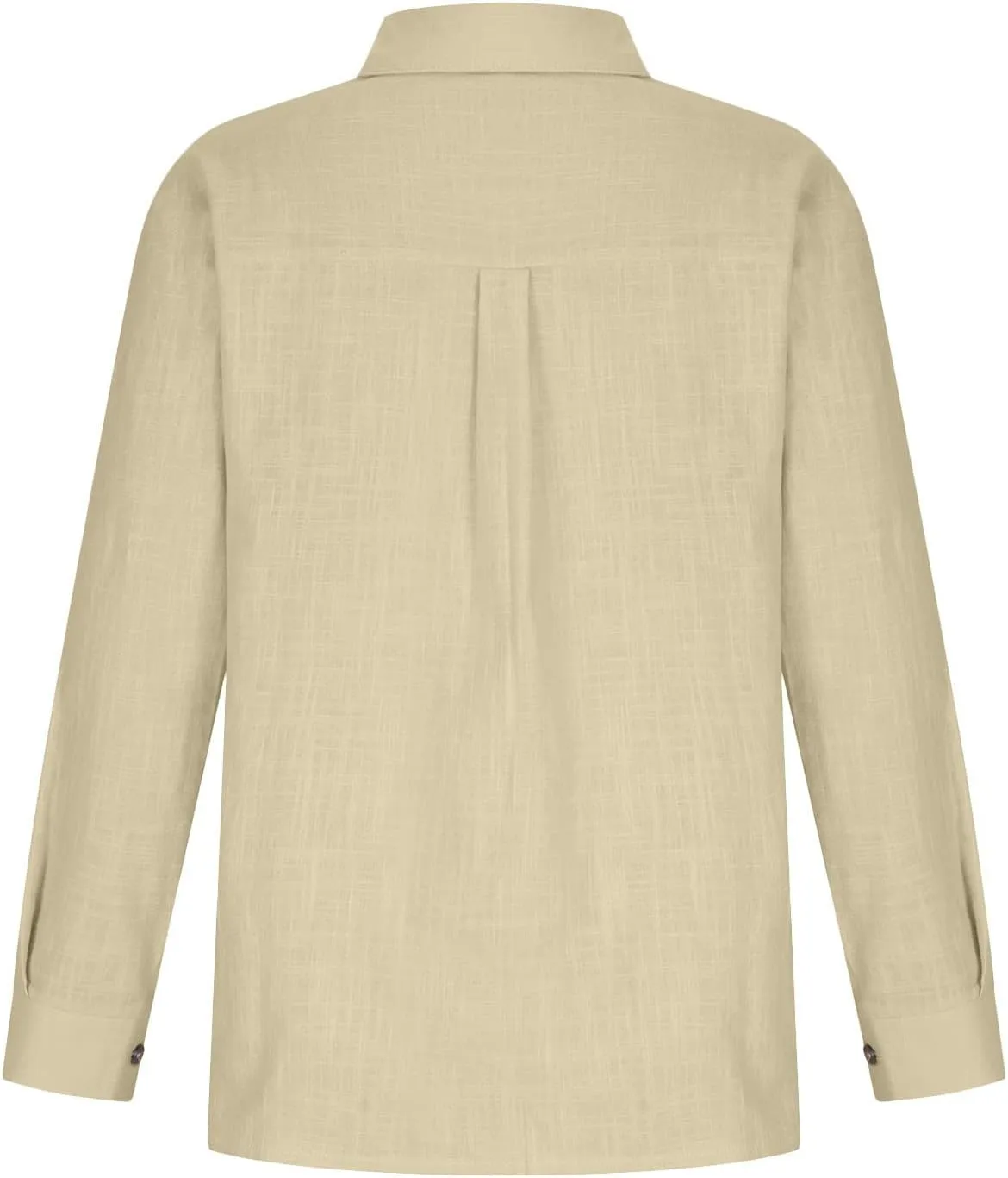 Linen Shirts for Women Summer Long Sleeve Lapel Button Down Shirt Lightweight Gauze Tops Loose Casual Blouses Clothes