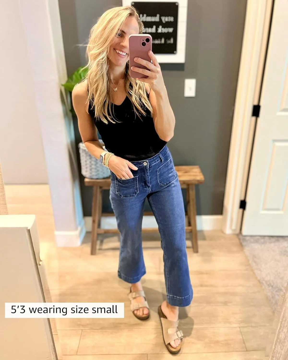 luvamia Wide Leg Jeans for Women Trendy High Waisted Flare Jeans Cropped Denim Pants Stretchy Baggy with Patch Pockets