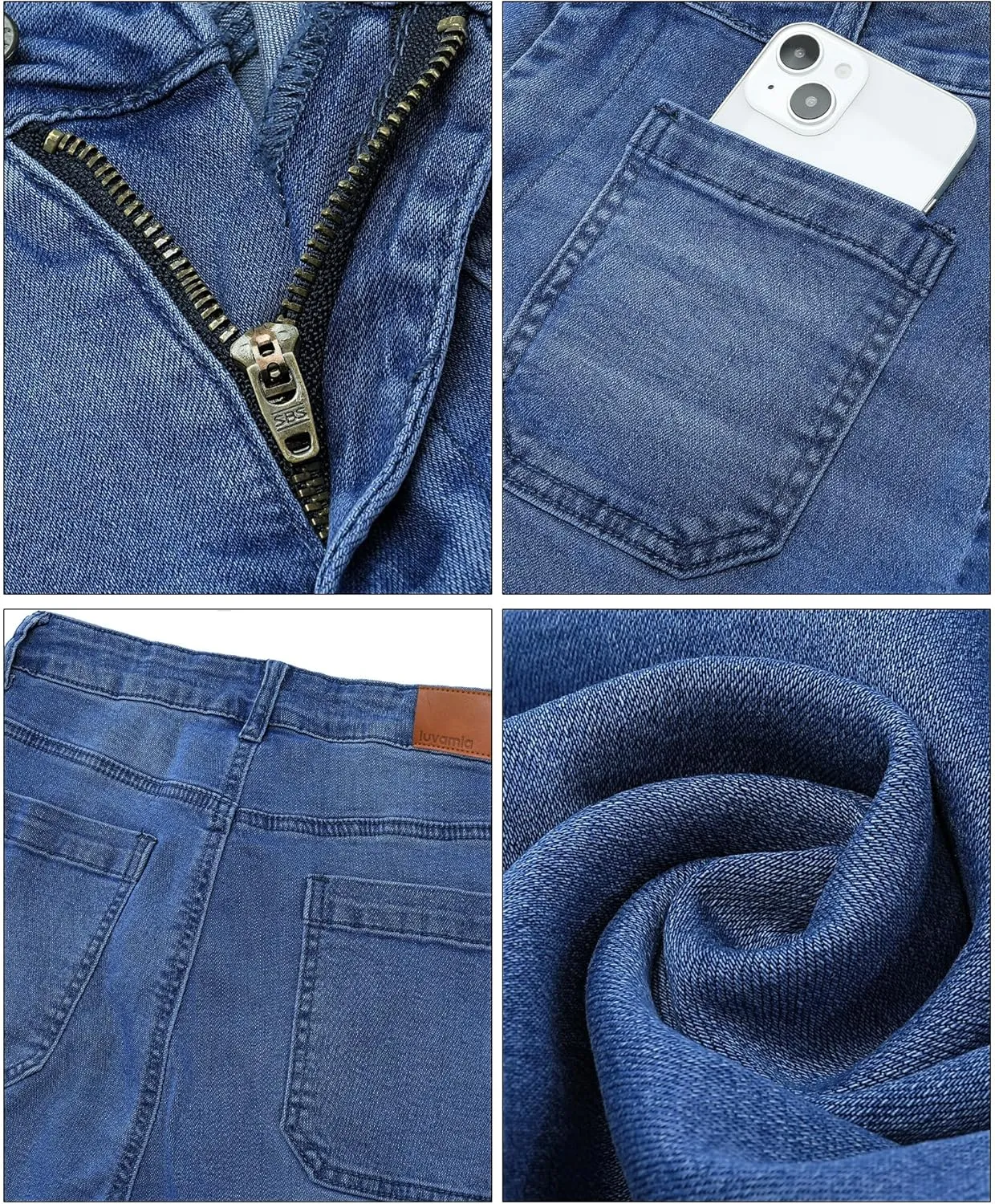 luvamia Wide Leg Jeans for Women Trendy High Waisted Flare Jeans Cropped Denim Pants Stretchy Baggy with Patch Pockets