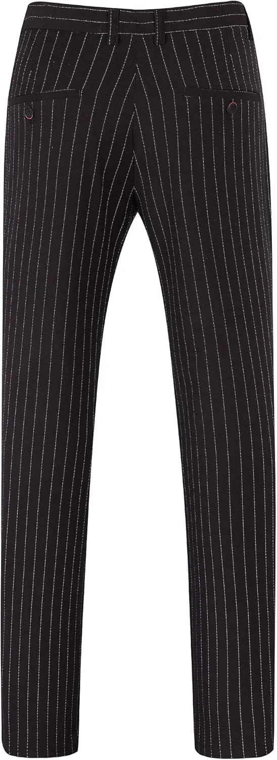 Mens 3 Piece Pinstripe Suit Slim Fit Casual Dress Suits Blazer   Vest   Pants