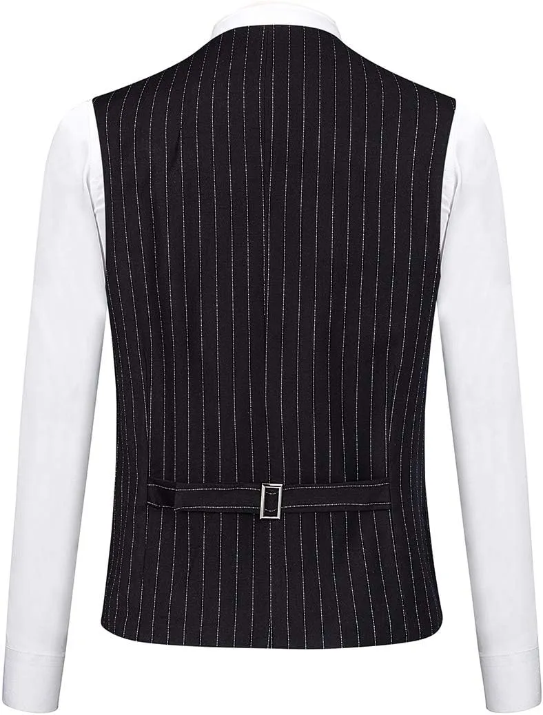 Mens 3 Piece Pinstripe Suit Slim Fit Casual Dress Suits Blazer   Vest   Pants