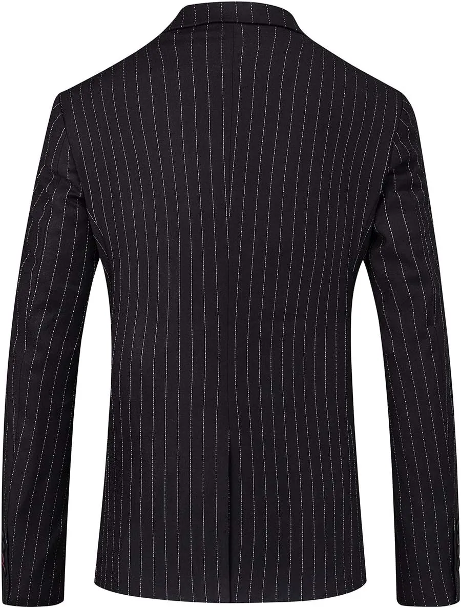 Mens 3 Piece Pinstripe Suit Slim Fit Casual Dress Suits Blazer   Vest   Pants