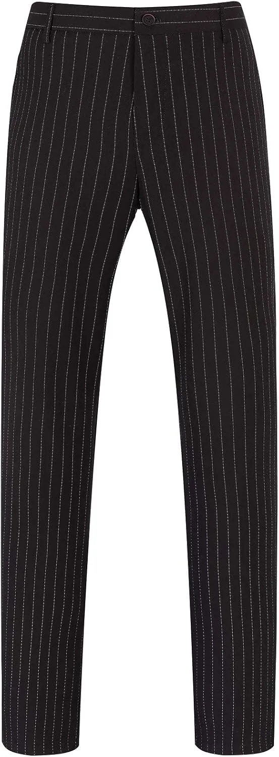 Mens 3 Piece Pinstripe Suit Slim Fit Casual Dress Suits Blazer   Vest   Pants