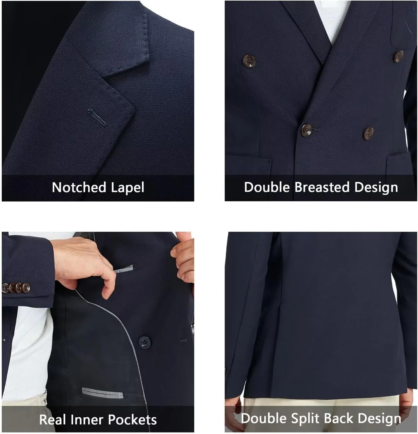 Mens Blazer Jacket Slim Fit Knit Double Breasted Casual Blazer Men 1 Button Notched Business Mens Sport Coat