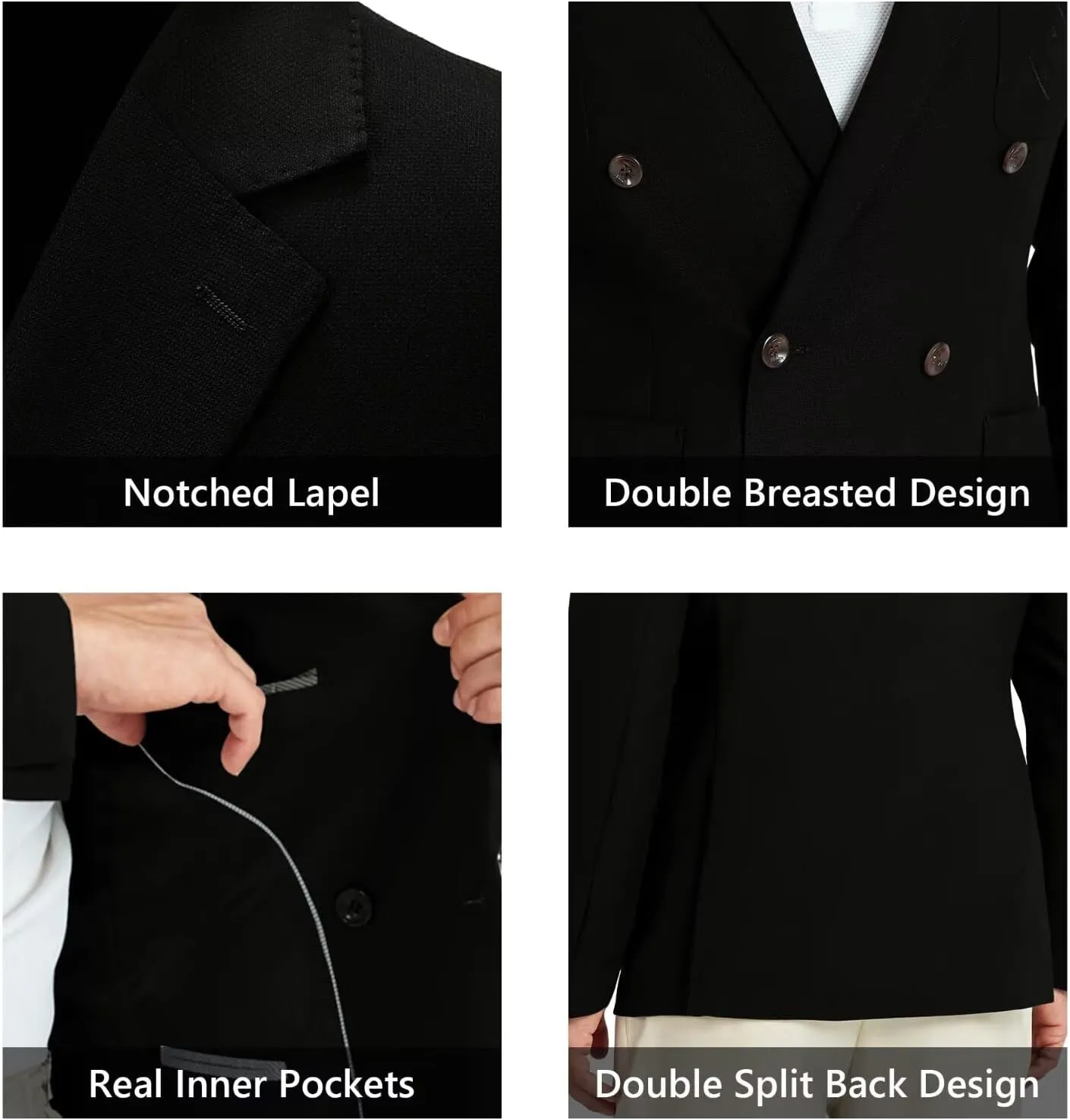 Mens Blazer Jacket Slim Fit Knit Double Breasted Casual Blazer Men 1 Button Notched Business Mens Sport Coat