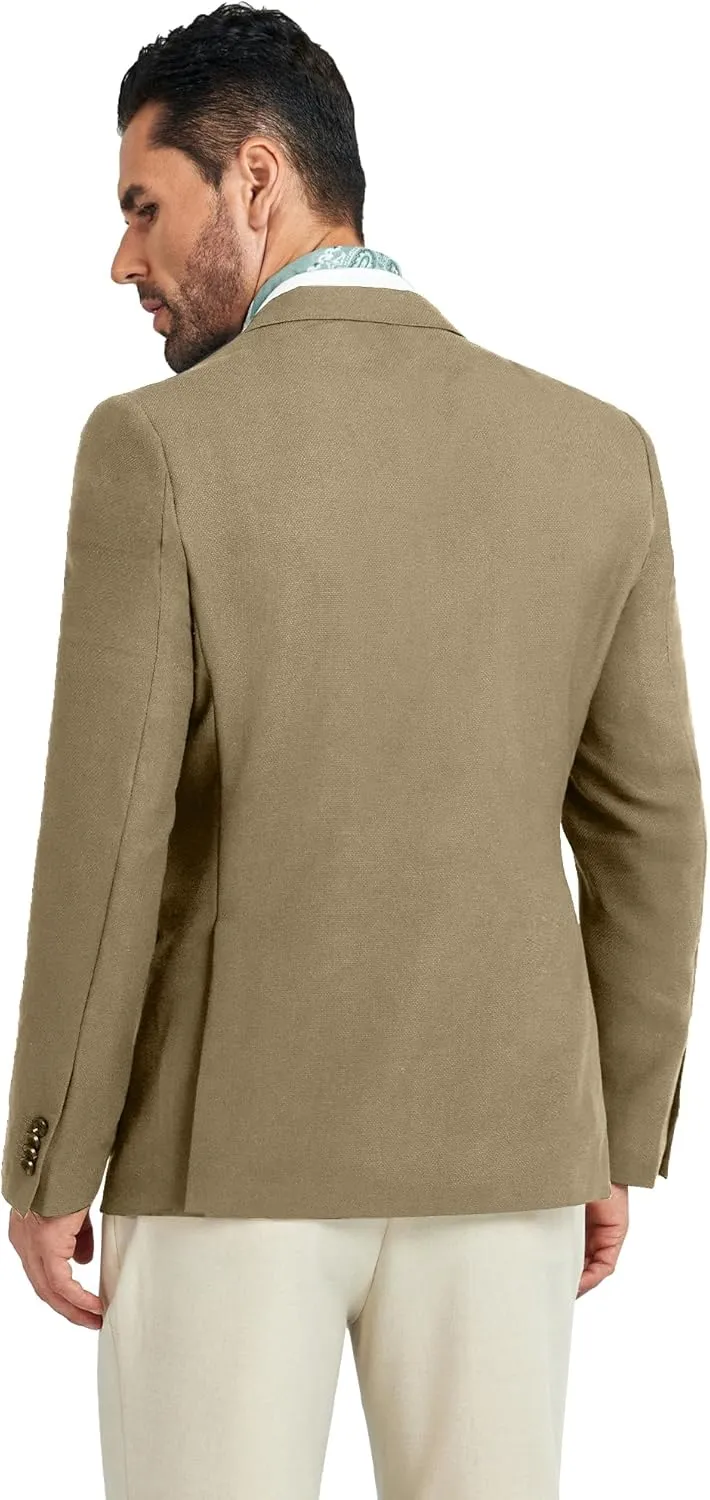 Mens Blazer Jacket Slim Fit Knit Double Breasted Casual Blazer Men 1 Button Notched Business Mens Sport Coat