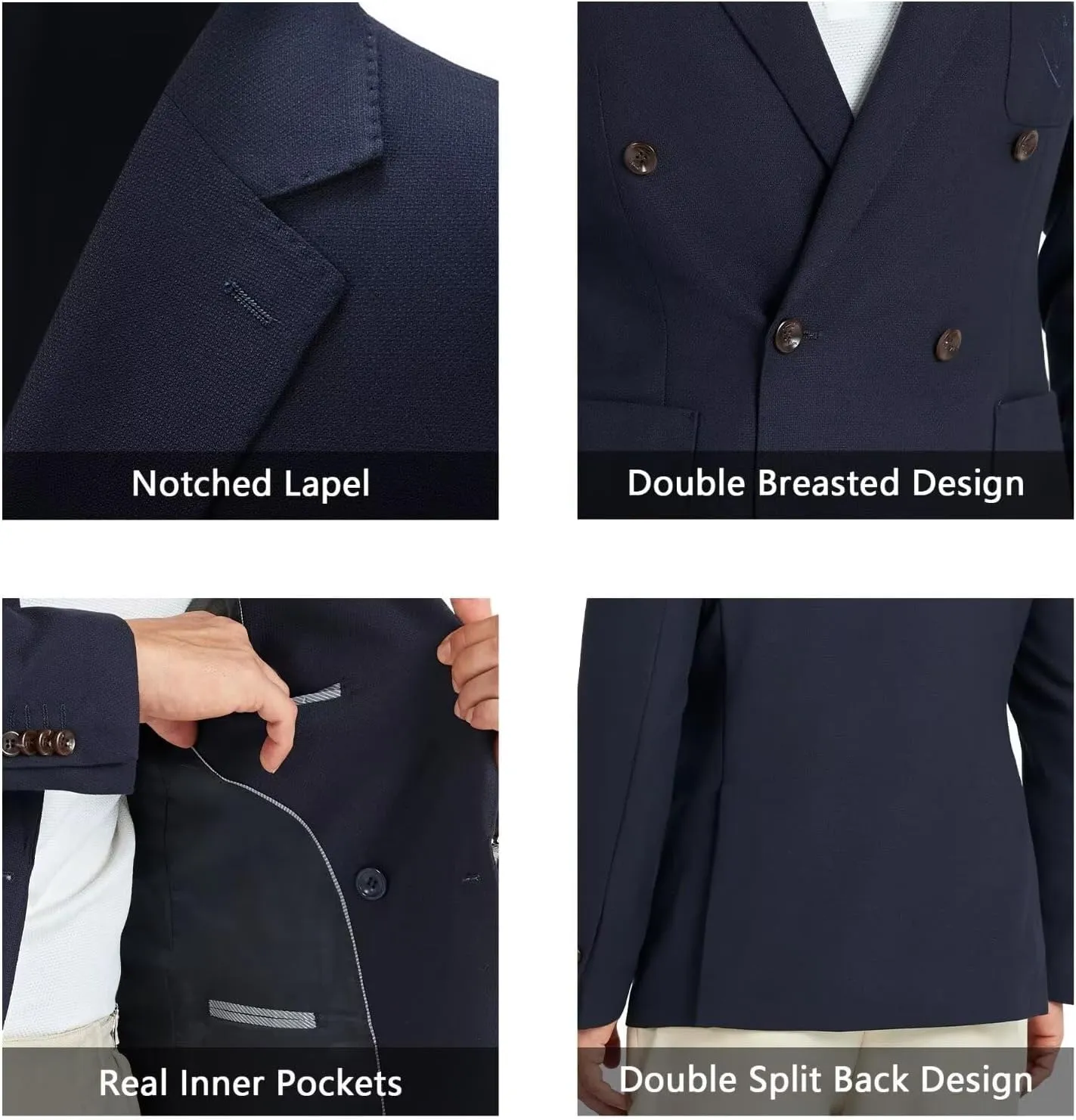 Mens Blazer Jacket Slim Fit Knit Double Breasted Casual Blazer Men 1 Button Notched Business Mens Sport Coat