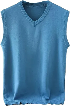 Men's Cashmere Knitted Vest Casual V-Neck Sleeveless Sweaters Jumper Tops