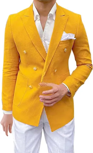 Mens Casual Business Office Work Blazers Sport Coat Long Sleeve Open Front Double Breasted Wedding Party Suit Jackets