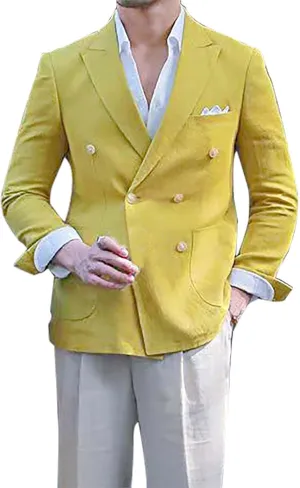 Mens Casual Business Office Work Blazers Sport Coat Long Sleeve Open Front Double Breasted Wedding Party Suit Jackets