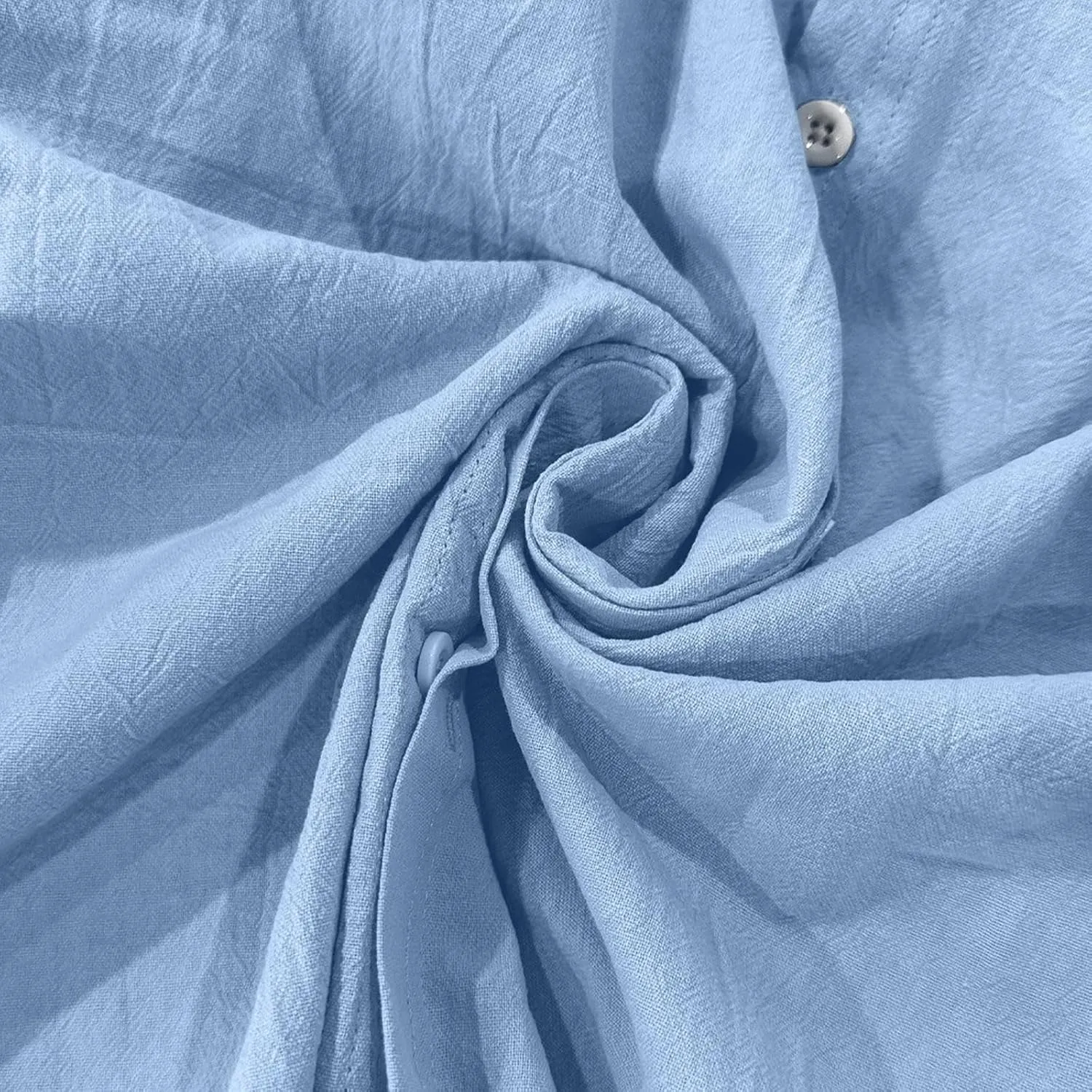 Mens Casual Long Sleeve Cotton Linen Shirts Buttons Down Solid Plain Roll-up Sleeves T-Shirt Henely Summer Beach Tops