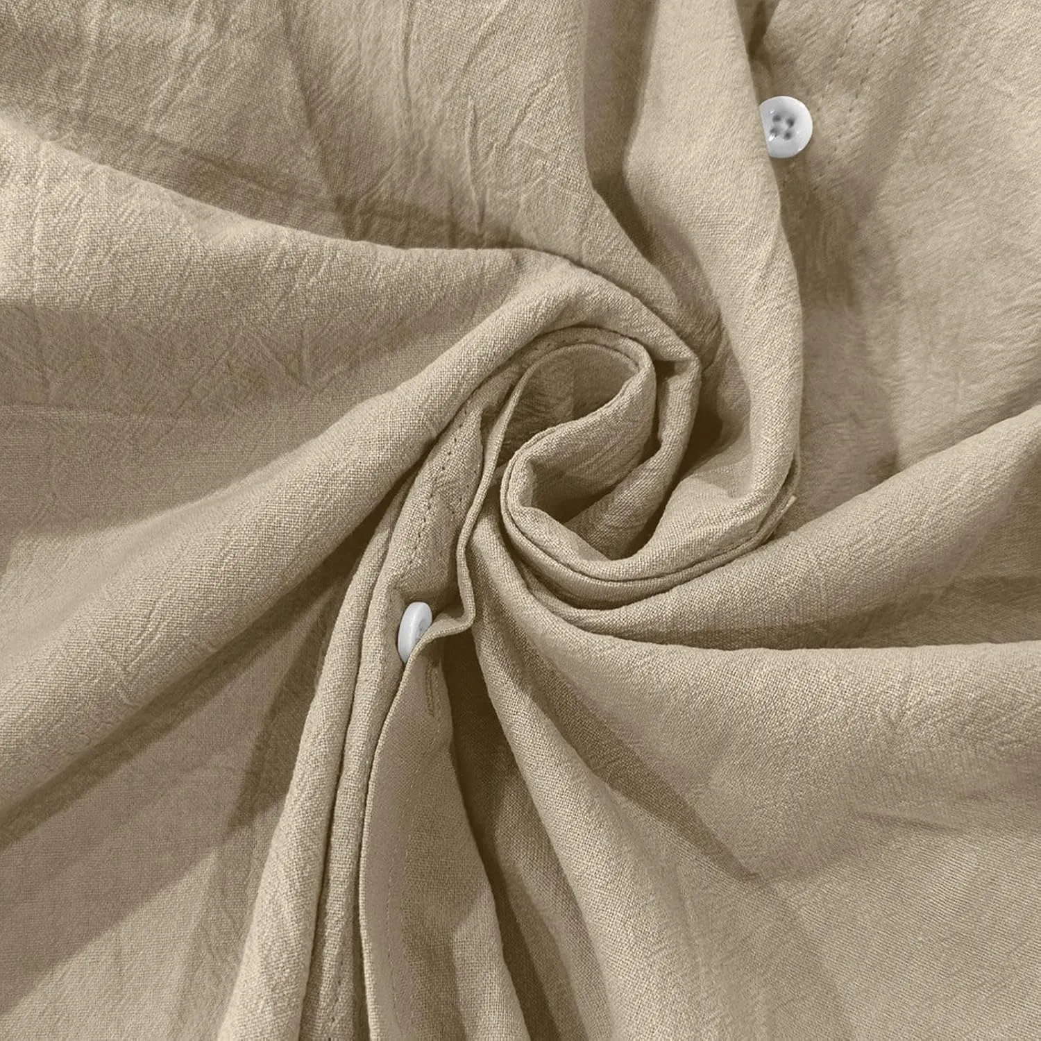 Mens Casual Long Sleeve Cotton Linen Shirts Buttons Down Solid Plain Roll-up Sleeves T-Shirt Henely Summer Beach Tops