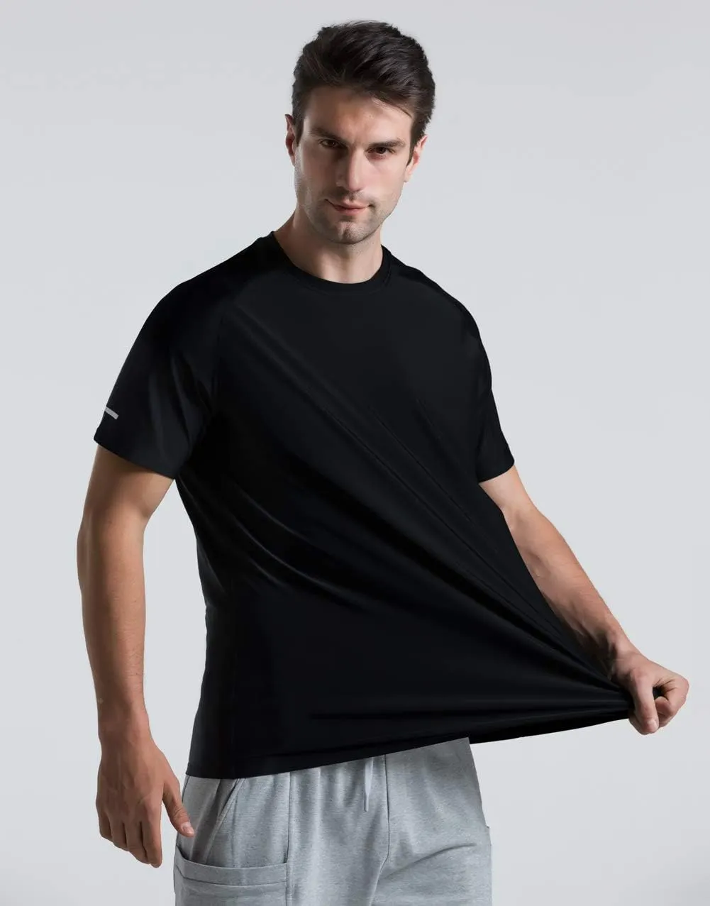 Men's Cooling Ice Silk Running Shirts Quick Dry Short Sleeve Athletic Gym T-Shirts UPF 50  Outdoor Workout Tshirts