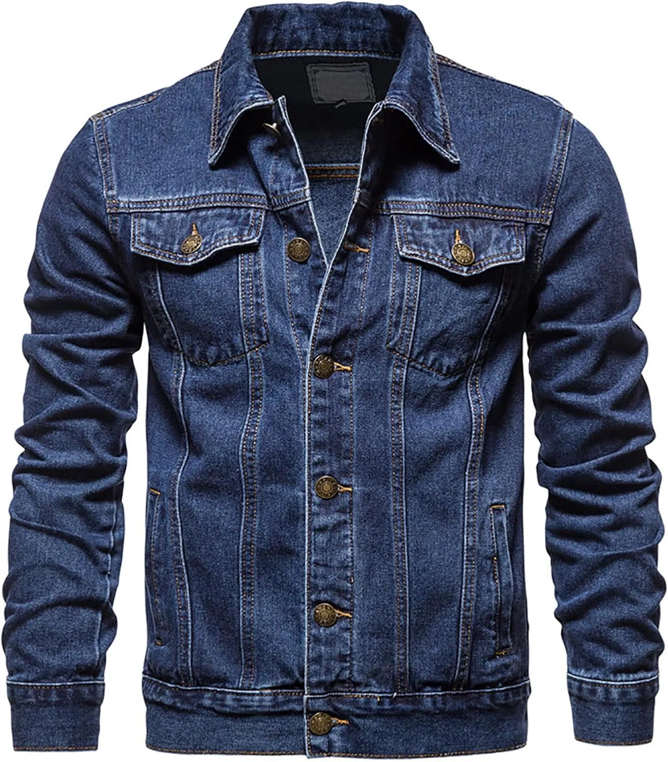 Men's Distressed Denim Jacket Vintage Plus Size Button Down Jean Coat Casual Long Sleeve Trucker Jackets Outwear