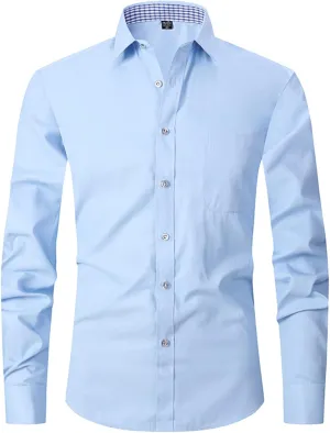 Men's French Cuff Dress Shirt Regular Fit Formal Business Button Down Shirt for Men Long Sleeve Random Cufflinks