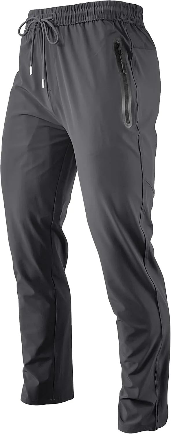Men's Lightweight Quick Dry Hiking Running Pants Outdoor Sports Breathable Zipper Pockets Athletic Work Pants
