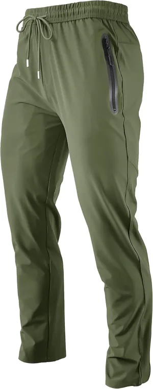 Men's Lightweight Quick Dry Hiking Running Pants Outdoor Sports Breathable Zipper Pockets Athletic Work Pants