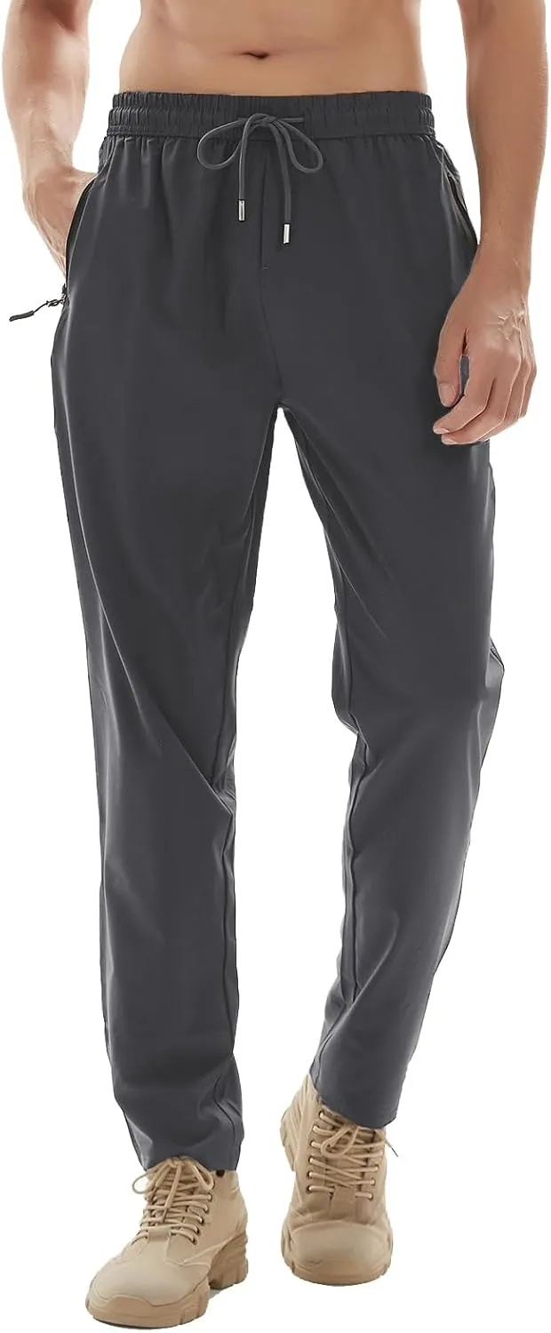 Men's Lightweight Quick Dry Hiking Running Pants Outdoor Sports Breathable Zipper Pockets Athletic Work Pants