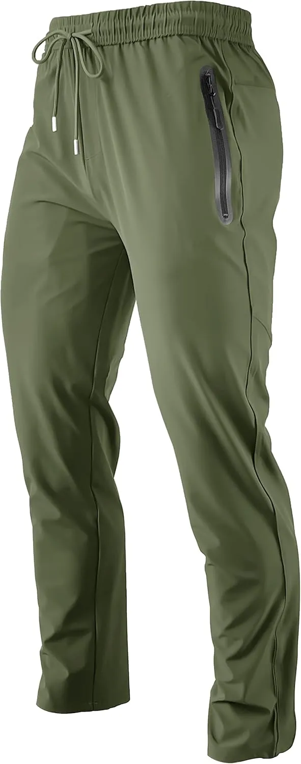 Men's Lightweight Quick Dry Hiking Running Pants Outdoor Sports Breathable Zipper Pockets Athletic Work Pants