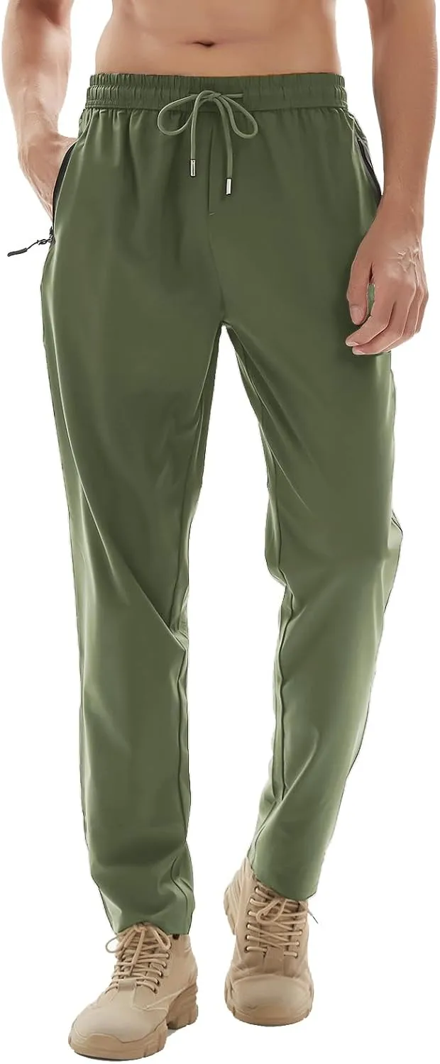 Men's Lightweight Quick Dry Hiking Running Pants Outdoor Sports Breathable Zipper Pockets Athletic Work Pants