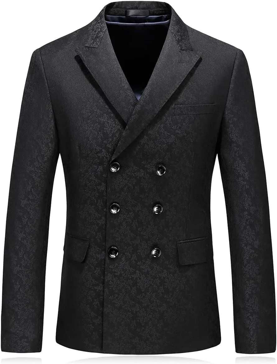 Mens Plaid 3 Piece Suits Slim Fit Double Breasted Plaid Suit Jacket Vest Pants Set Formal