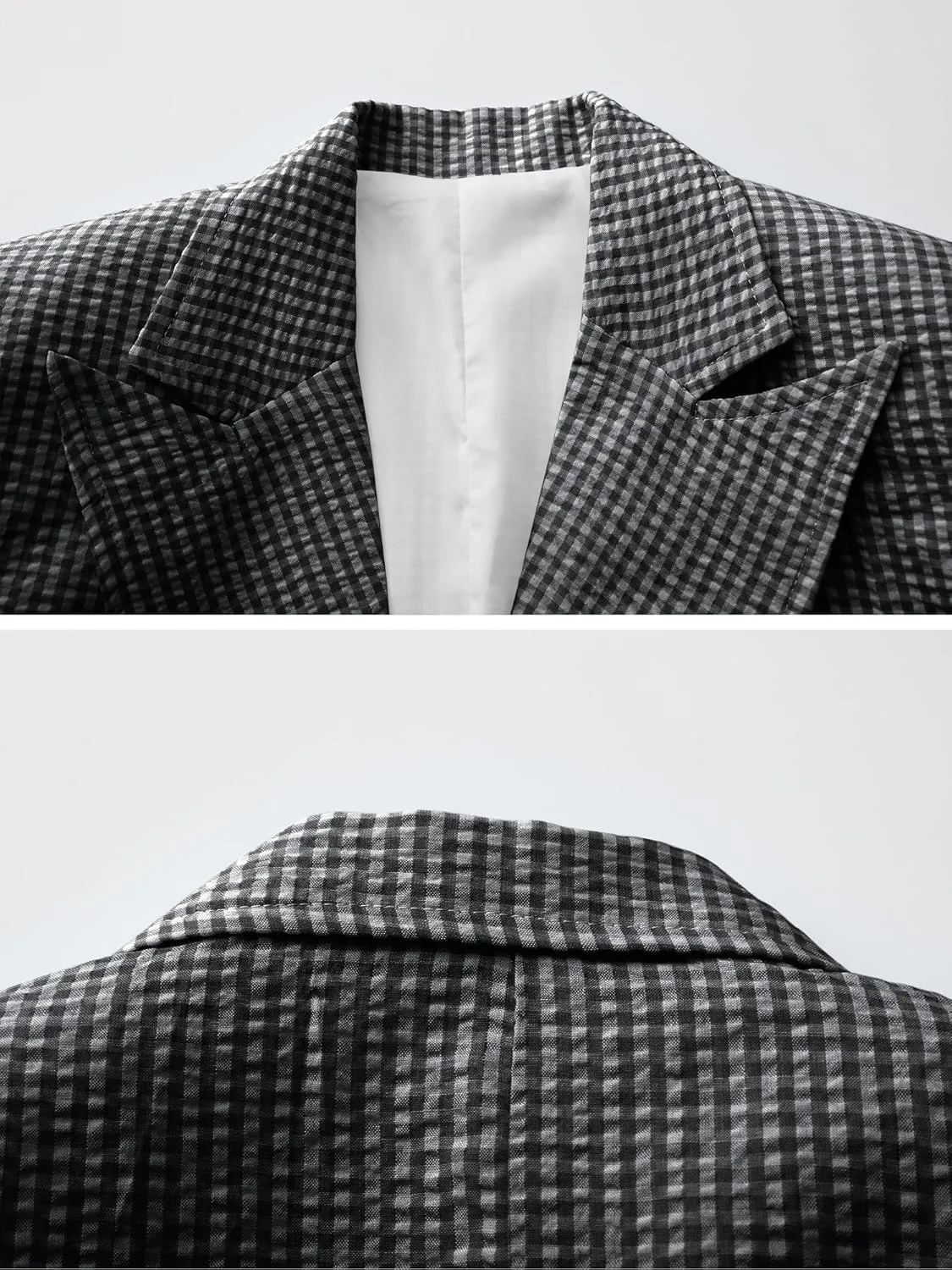 Men's Seersucker Suit Jacket Lightweight Double Breasted Blazer Sport Coat for Men Beach Wedding Summer