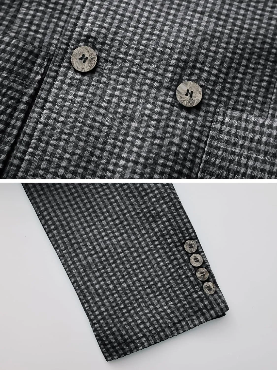 Men's Seersucker Suit Jacket Lightweight Double Breasted Blazer Sport Coat for Men Beach Wedding Summer