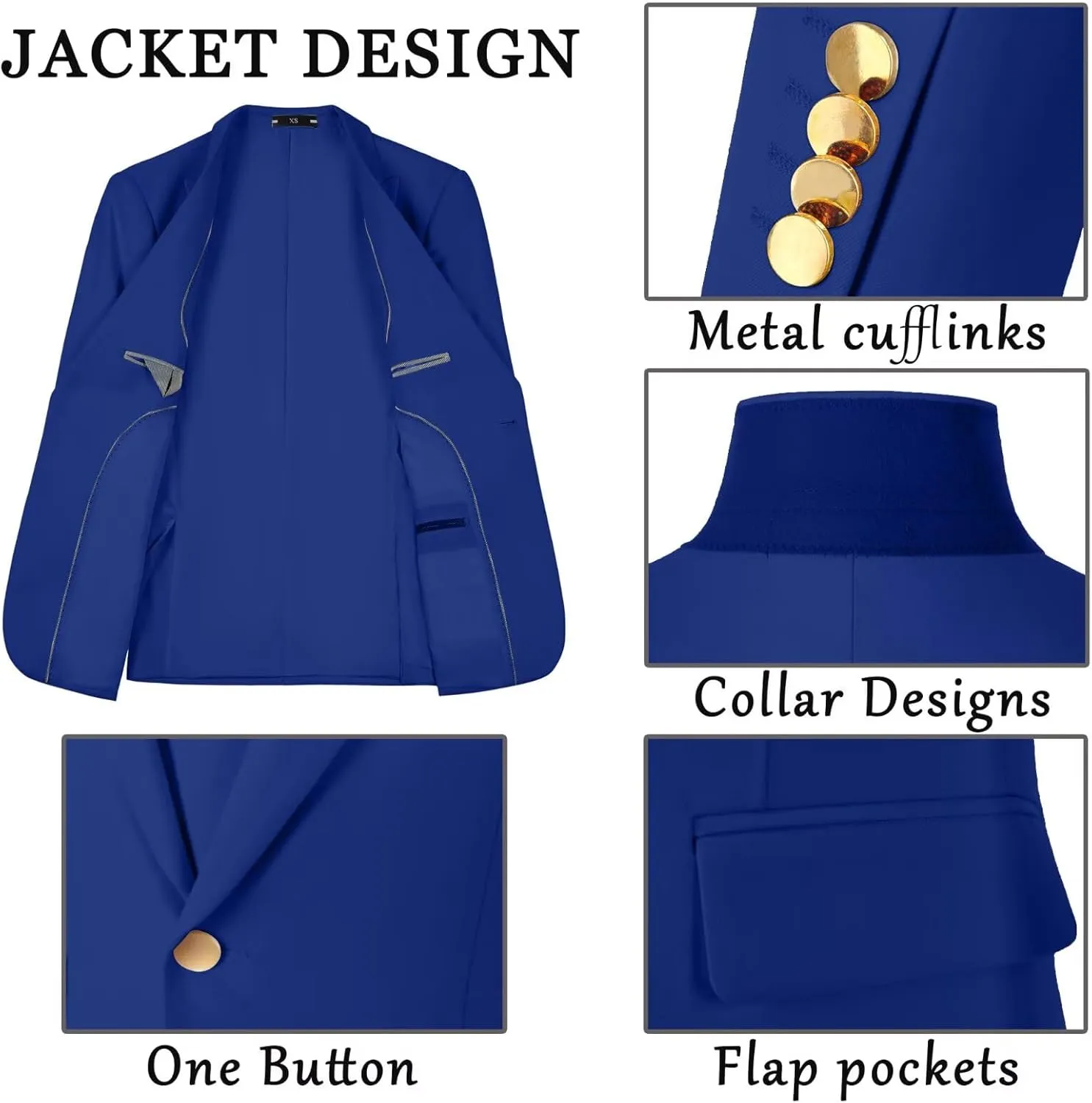 Men's Suits 3 Piece Slim Fit Tuxedo Suit One Button Double Breasted Men Wedding Prom Homecoming Suits Blazer Vest Pants