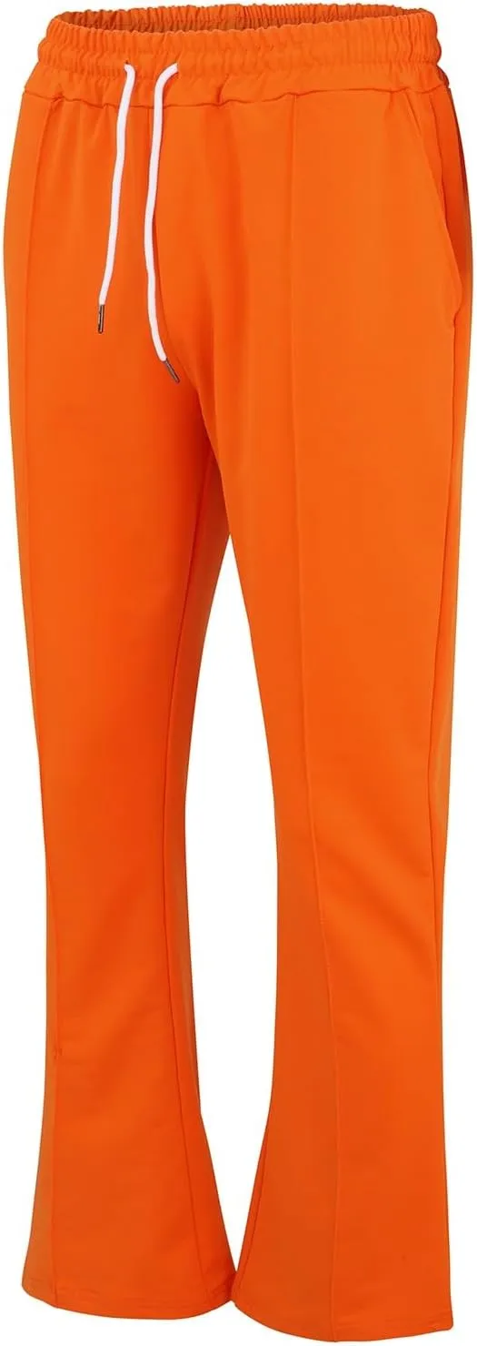 Mens Sweatpants Flare Pants Joggers for Men Workout Casual Pants with Pockets Elastic Drawstring Bell Bottoms Baggy