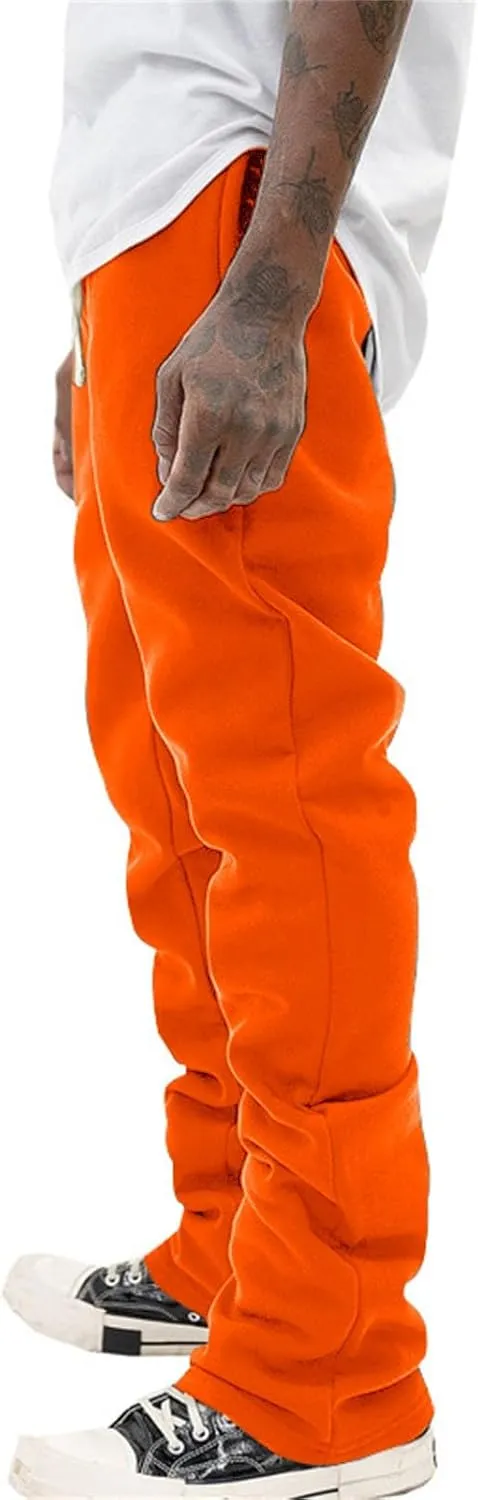 Mens Sweatpants Flare Pants Joggers for Men Workout Casual Pants with Pockets Elastic Drawstring Bell Bottoms Baggy