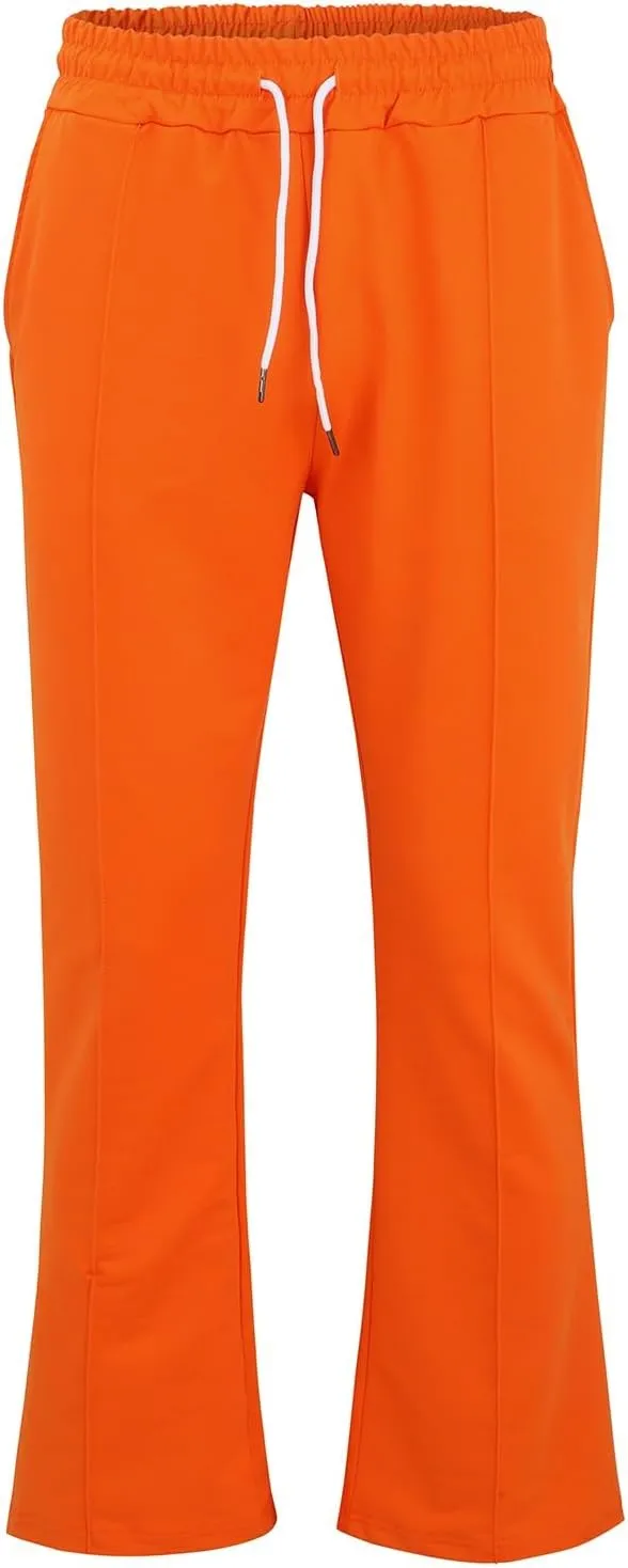 Mens Sweatpants Flare Pants Joggers for Men Workout Casual Pants with Pockets Elastic Drawstring Bell Bottoms Baggy